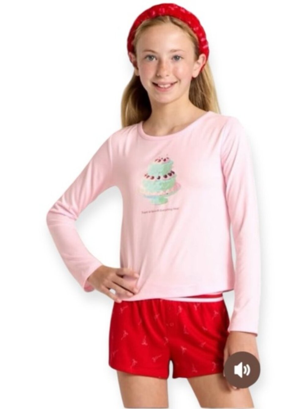 Art Class‎ Girls' 2pc Long Sleeve Pajama Set with Spa Headband Pink XL
